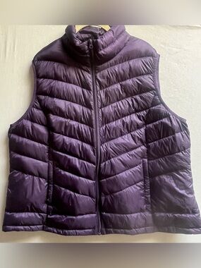 Women's Purple Packable Down Puffer Vest with Travel Bag Size 2X